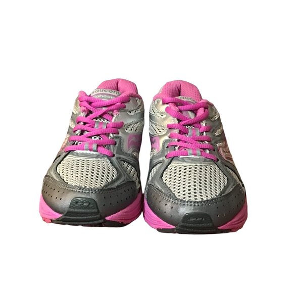 Saucony Sneakers Little Girl Size 12.5 Cohesion 6 LTT Gray Magenta Athletic Shoe - Picture 2 of 10